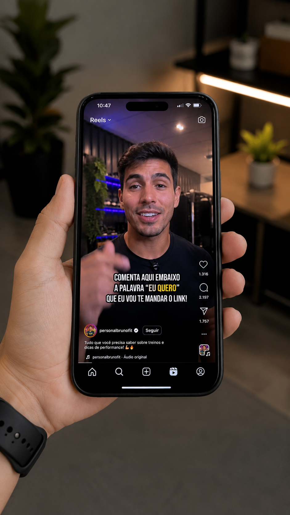 Exemplo de comentário no Instagram com a palavra-chave configurada na automação