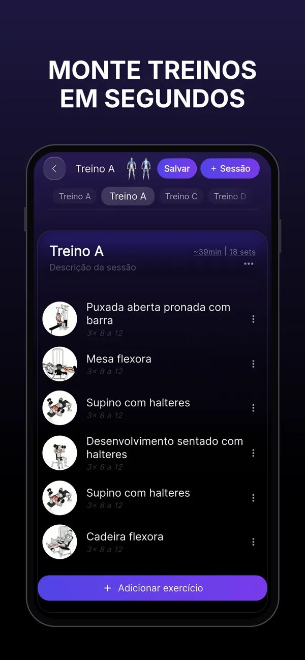 Premium Coach: montar treino em segundos