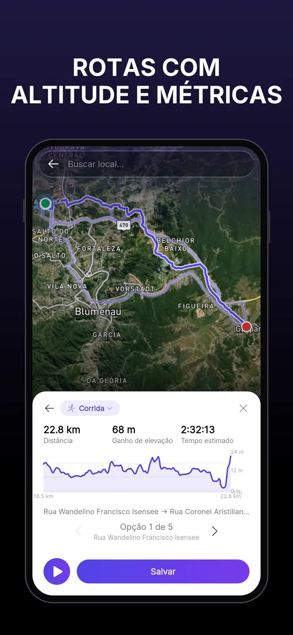 Premium Coach: rotas com altitude e métricas