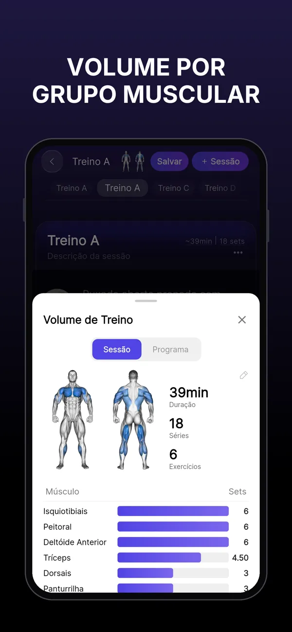 Premium Coach: volume de treino por grupo muscular