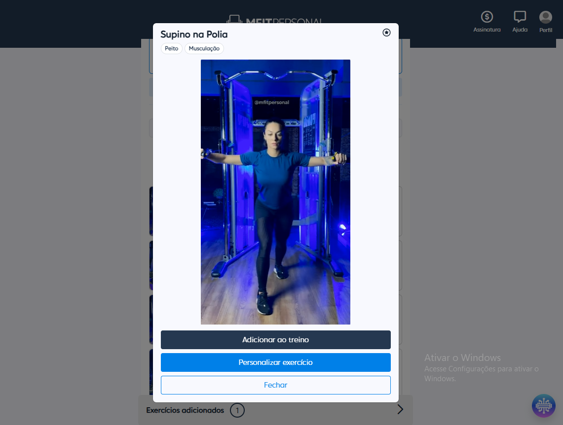 Vídeo demonstrativo da MFIT — aluno vê o instrutor da MFIT, não o personal